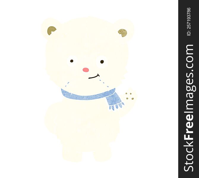 Cute Cartoon Polar Bear Waving
