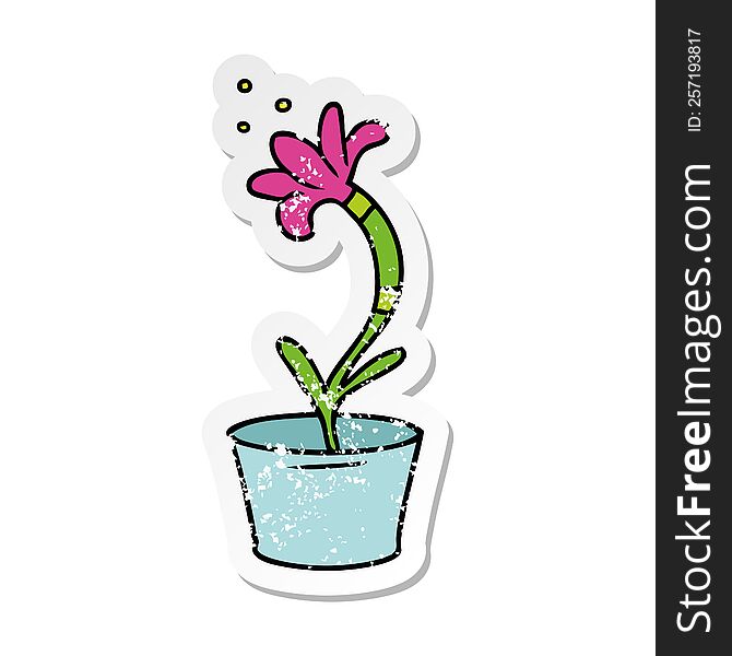 distressed sticker cartoon doodle of a house plant