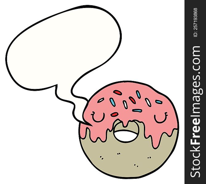 Cartoon Donut And Speech Bubble