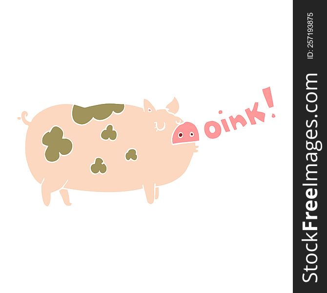 flat color style cartoon oinking pig