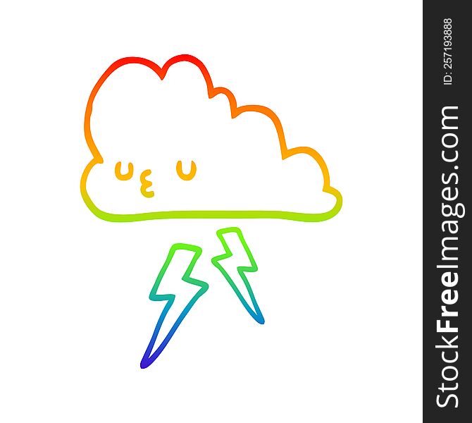 Rainbow Gradient Line Drawing Cartoon Storm Cloud