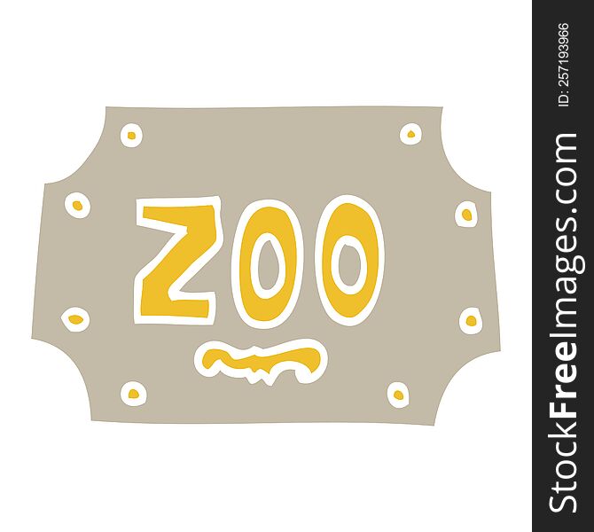 flat color illustration cartoon zoo sign