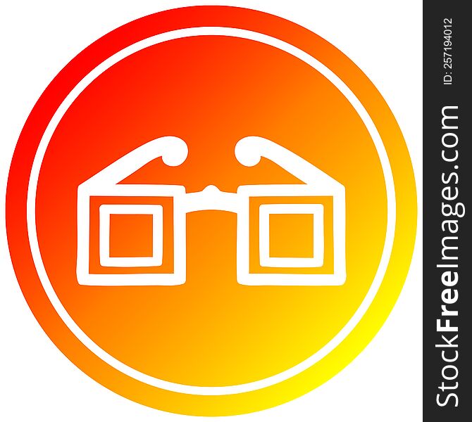 square glasses circular icon with warm gradient finish. square glasses circular icon with warm gradient finish