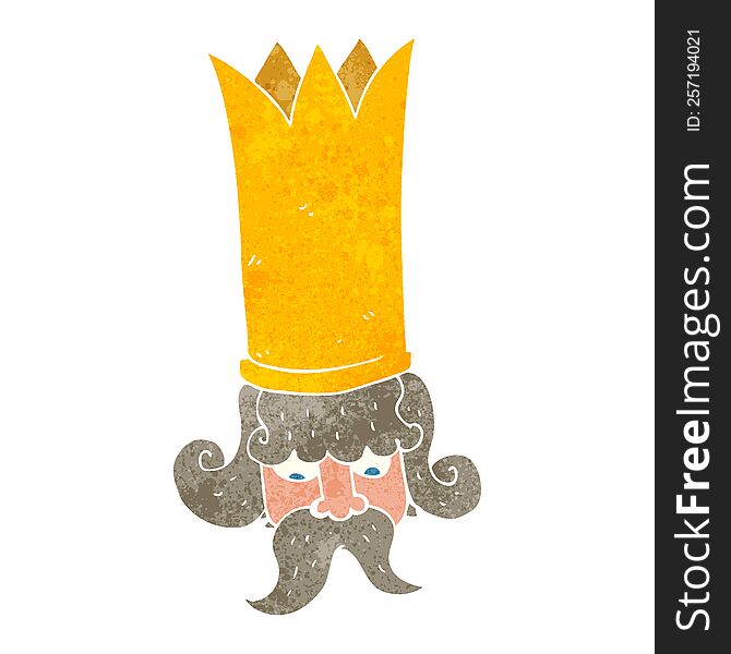 Retro Cartoon King With Huge Crown