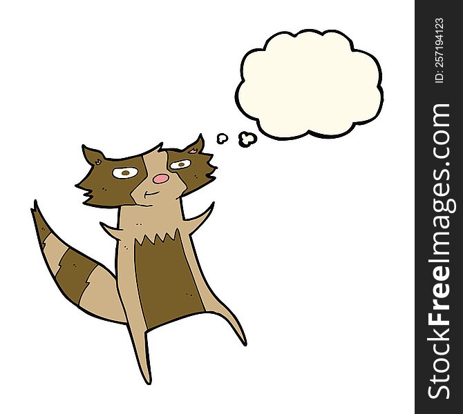cartoon raccoon with thought bubble