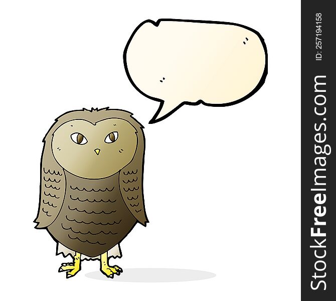 Cartoon Owl With Speech Bubble