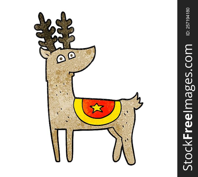 freehand textured cartoon reindeer