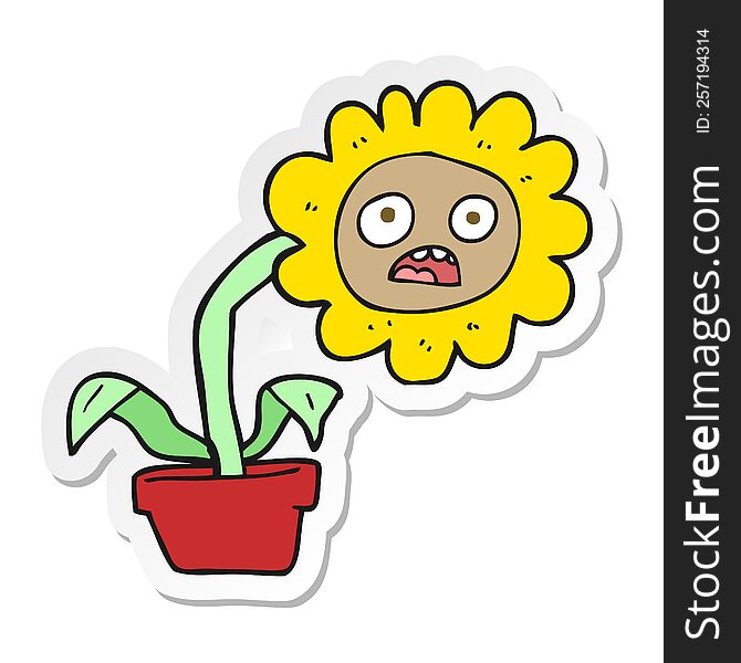 sticker of a cartoon sad flower