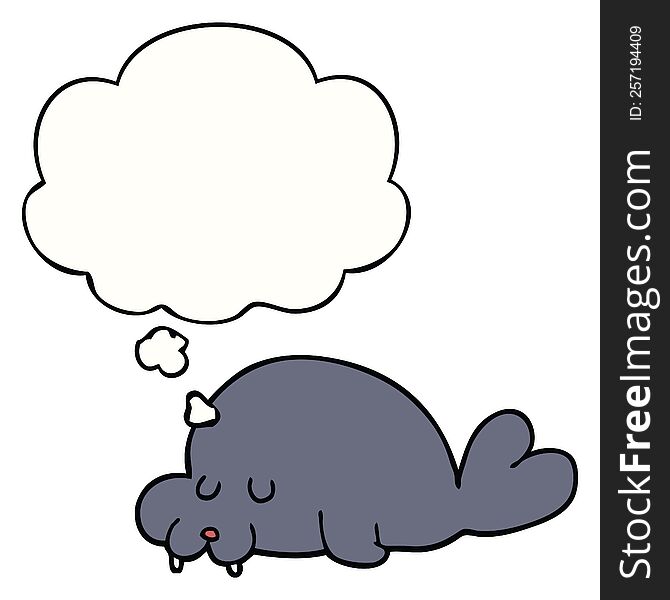Cartoon Walrus And Thought Bubble