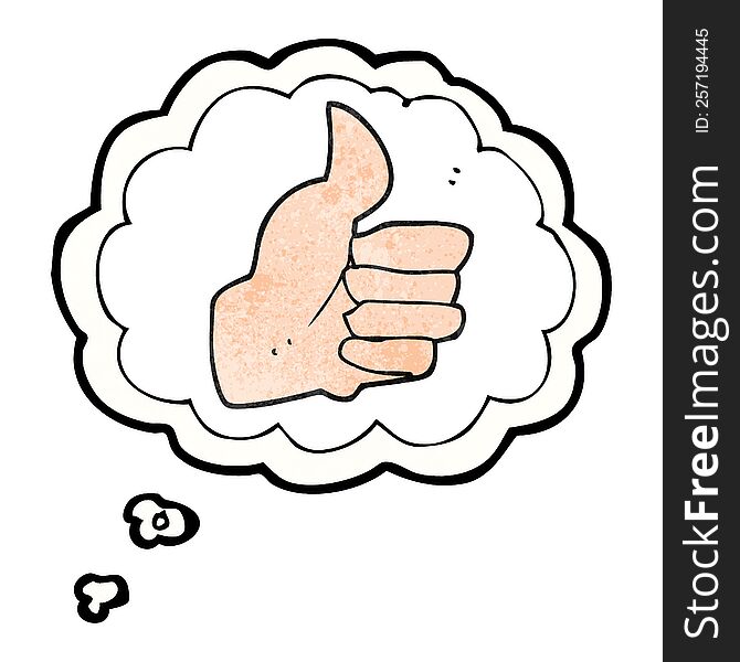 Thought Bubble Textured Cartoon Thumbs Up Symbol