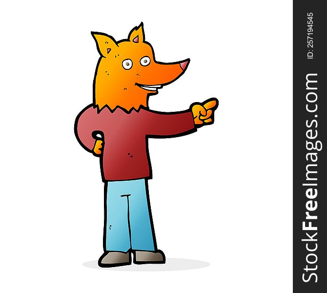 Cartoon Fox Man Pointing