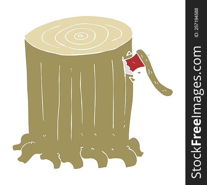 Flat Color Illustration Of A Cartoon Big Tree Stump