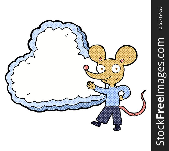 Cartoon Mouse With Cloud Text Space