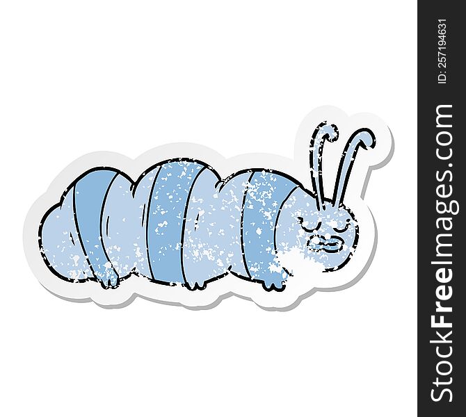 distressed sticker of a funny cartoon bug
