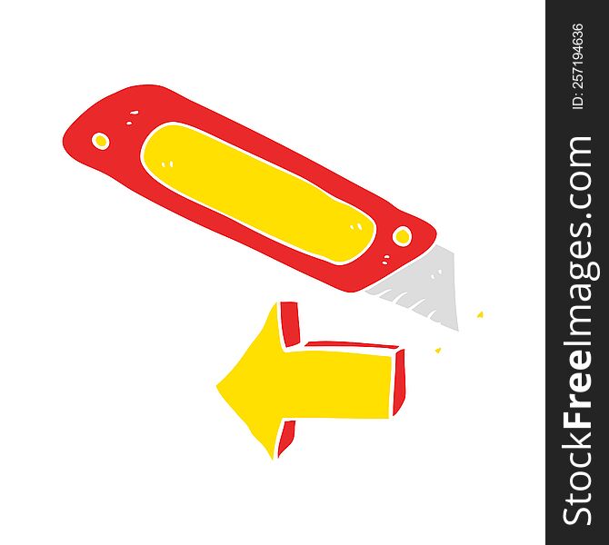 Flat Color Illustration Of A Cartoon Construction Knife