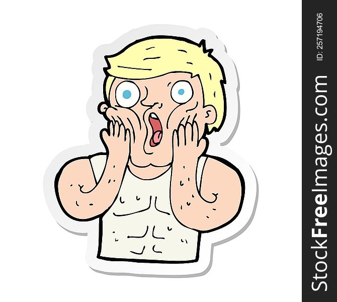 Sticker Of A Cartoon Shocked Gym Man