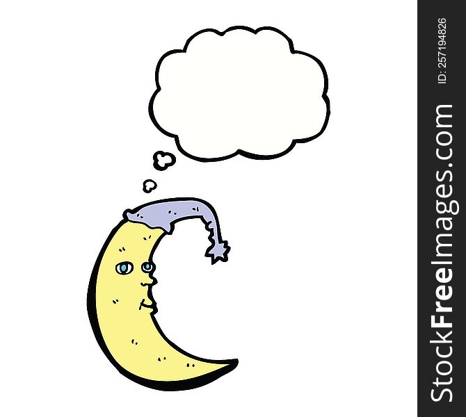 Sleepy Moon Cartoon With Thought Bubble