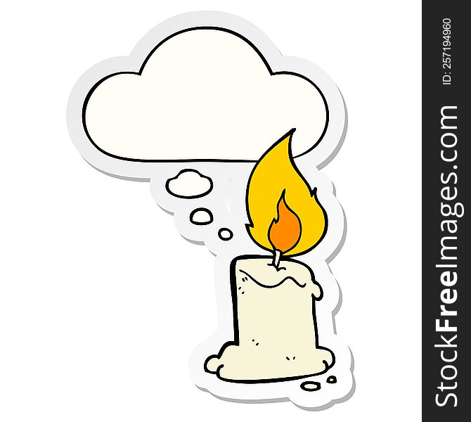 cartoon candle with thought bubble as a printed sticker