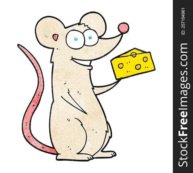 Textured Cartoon Mouse With Cheese