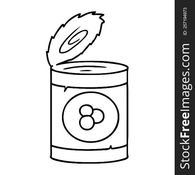hand drawn line drawing doodle of a can of peaches