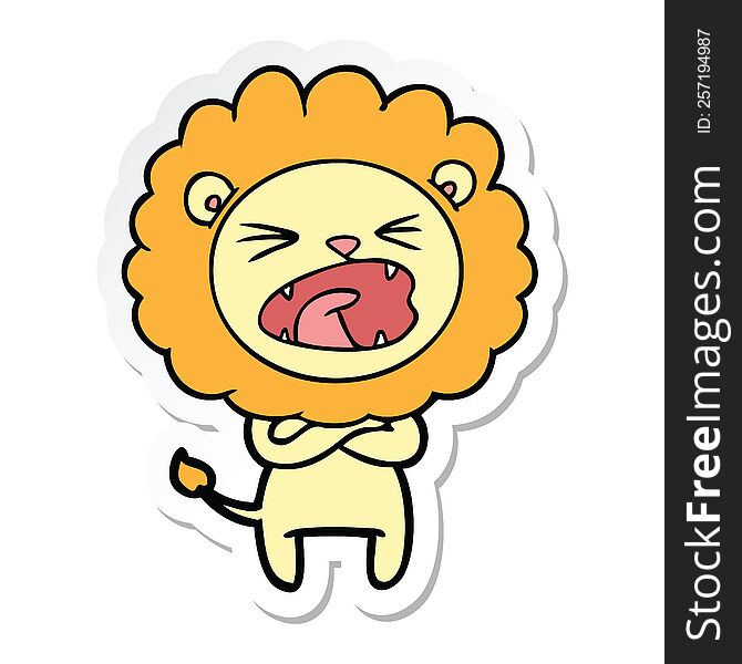 Sticker Of A Cartoon Angry Lion