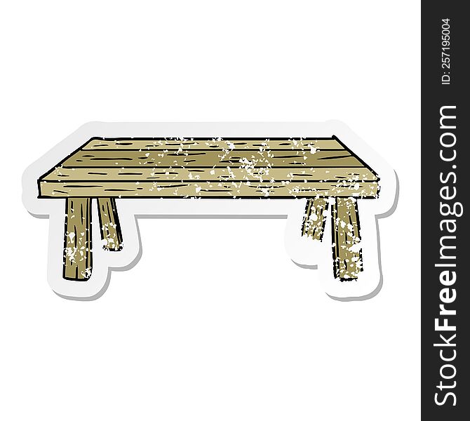 distressed sticker of a cartoon table