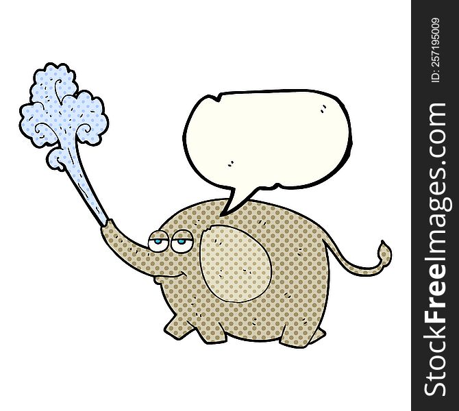 Comic Book Speech Bubble Cartoon Elephant Squirting Water