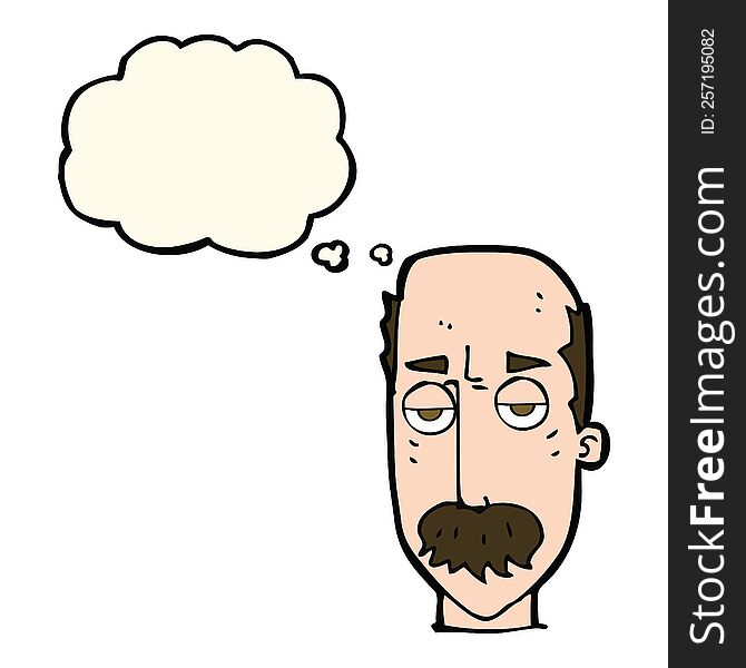 Cartoon Bored Old Man With Thought Bubble