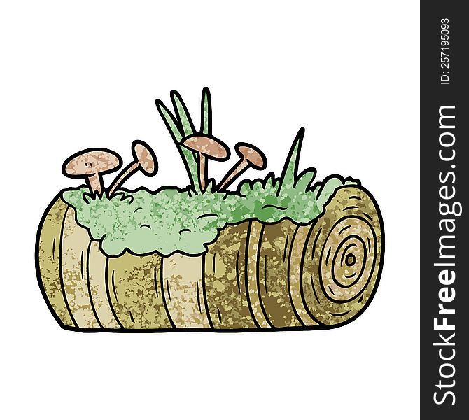 cartoon old log with mushrooms. cartoon old log with mushrooms