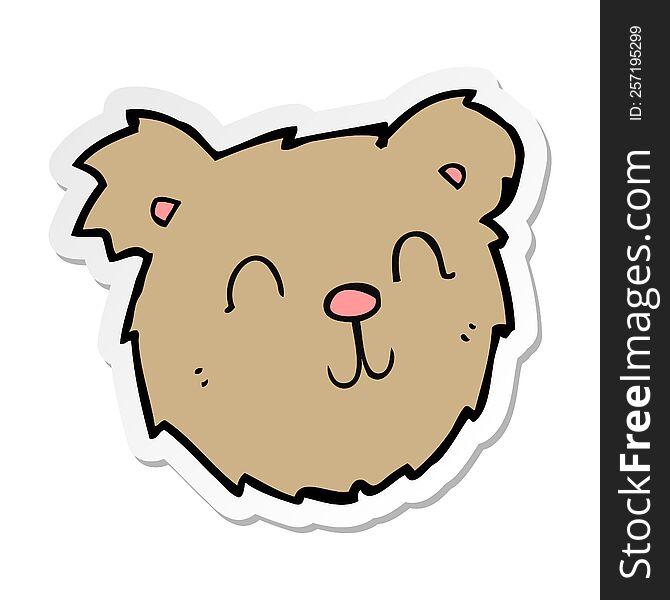sticker of a cartoon happy teddy bear face