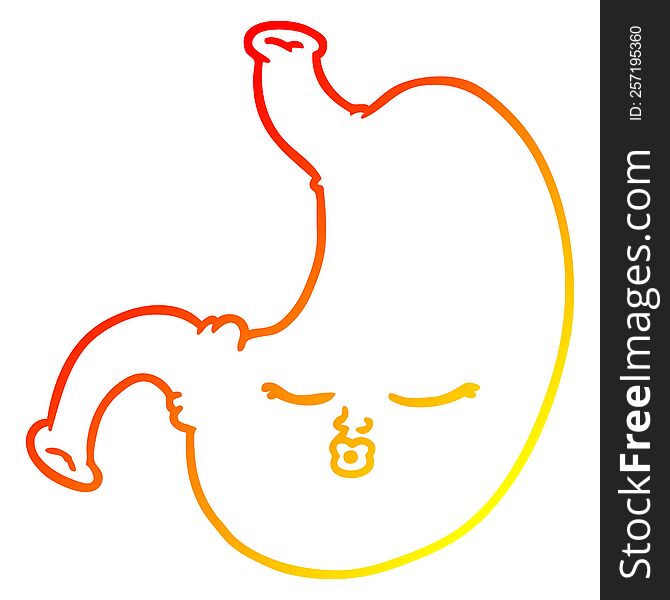 warm gradient line drawing of a cartoon stomach