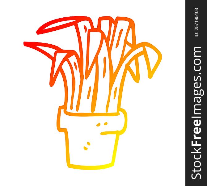 Warm Gradient Line Drawing Cartoon Indoor Plant