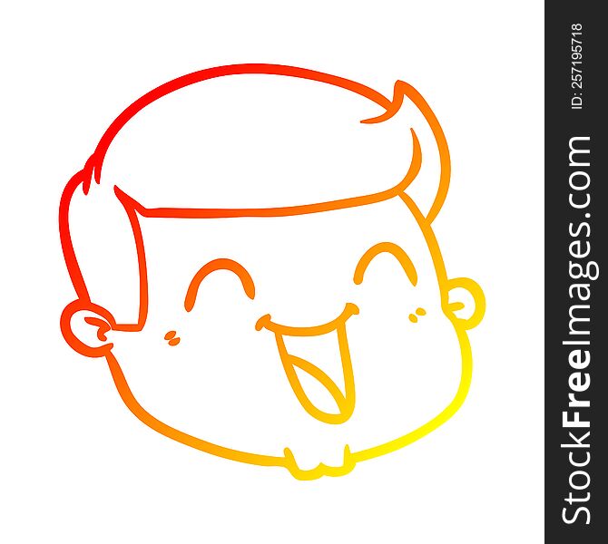 warm gradient line drawing of a happy cartoon male face