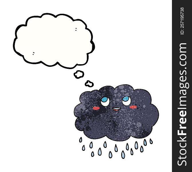Thought Bubble Textured Cartoon Raincloud