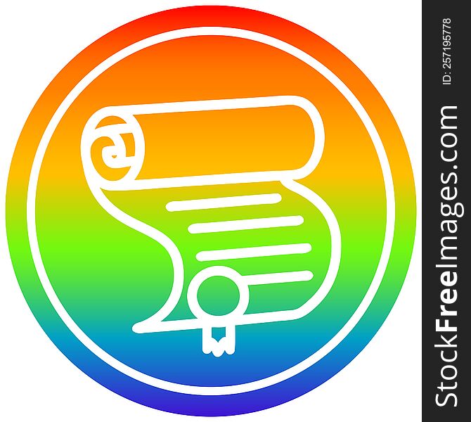 Diploma Certificate Circular In Rainbow Spectrum
