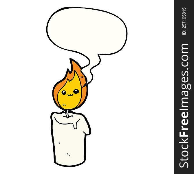 Cartoon Candle Character And Speech Bubble