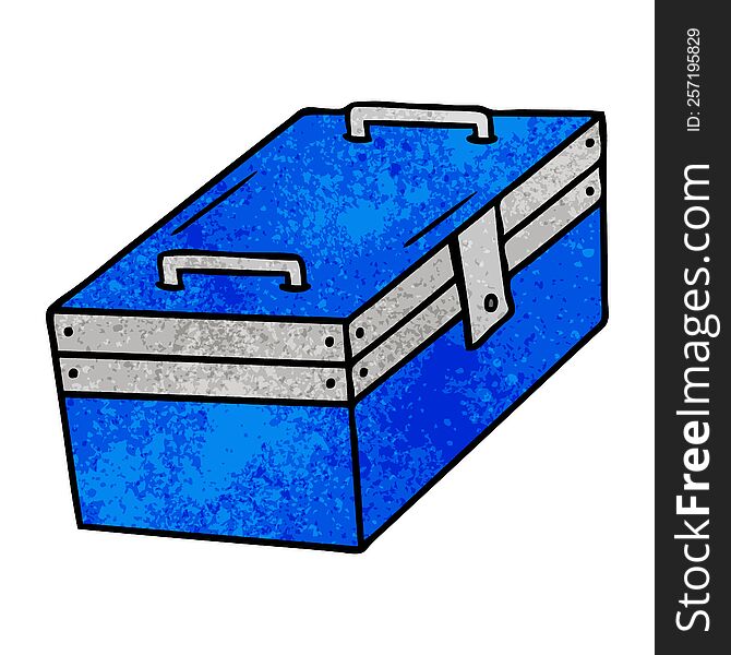 hand drawn textured cartoon doodle of a metal tool box