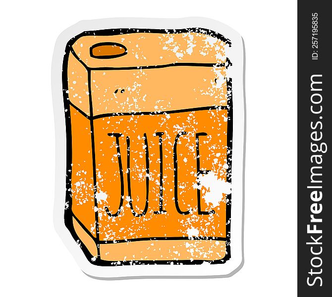 distressed sticker of a cartoon juice box