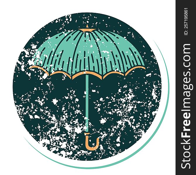 iconic distressed sticker tattoo style image of an umbrella. iconic distressed sticker tattoo style image of an umbrella
