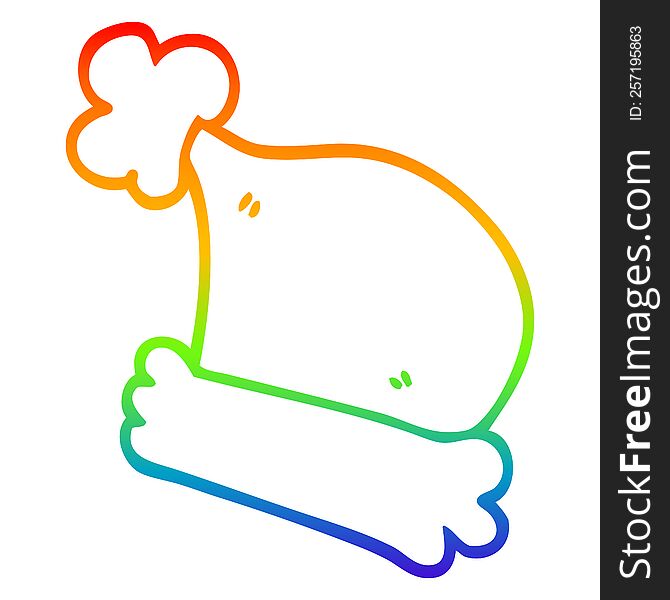 rainbow gradient line drawing of a cartoon christmas hats