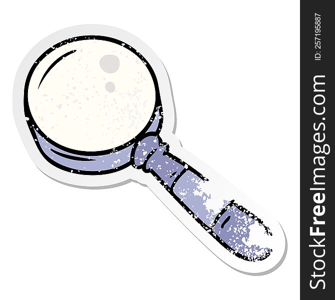 Distressed Sticker Cartoon Doodle Of A Magnifying Glass