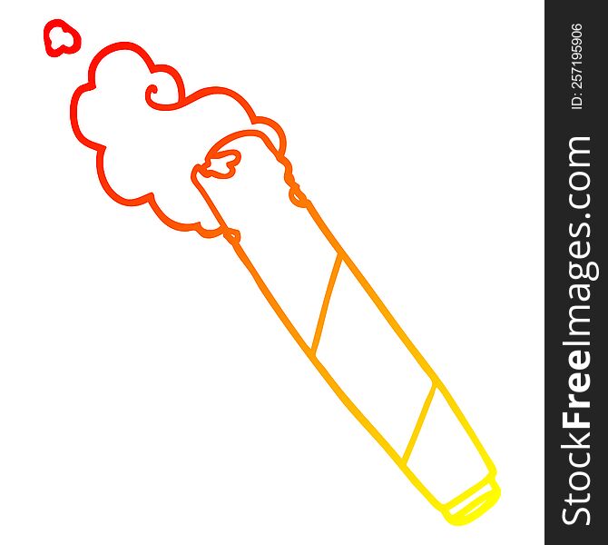 Warm Gradient Line Drawing Cartoon Smoking Joint