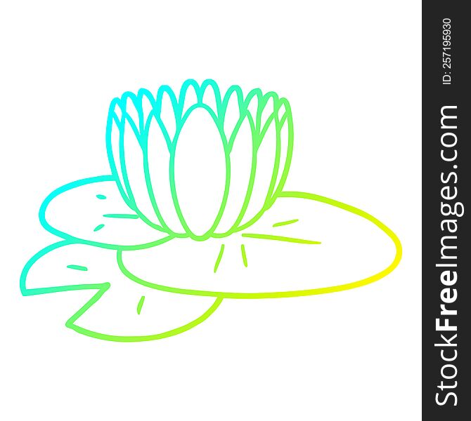 cold gradient line drawing of a cartoon water lily