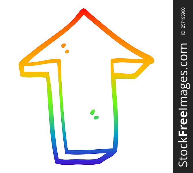 Rainbow Gradient Line Drawing Cartoon Arrow Pointing Direction