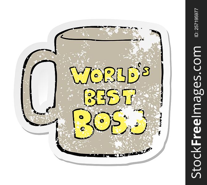 distressed sticker of a worlds best boss mug