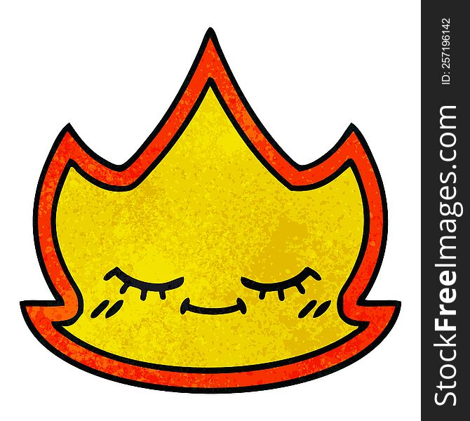 Retro Grunge Texture Cartoon Fire Flame