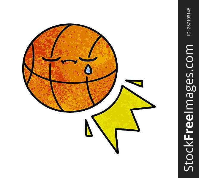 retro grunge texture cartoon of a basketball