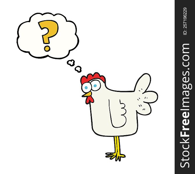 Thought Bubble Cartoon Confused Chicken