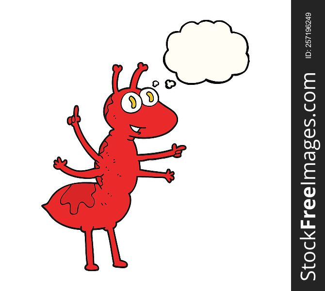 freehand drawn thought bubble cartoon ant