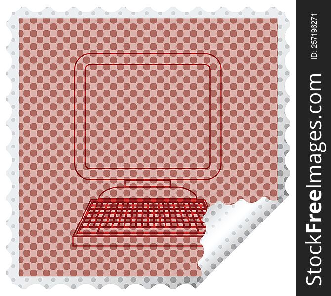 computer icon square peeling sticker vector illustration. computer icon square peeling sticker vector illustration